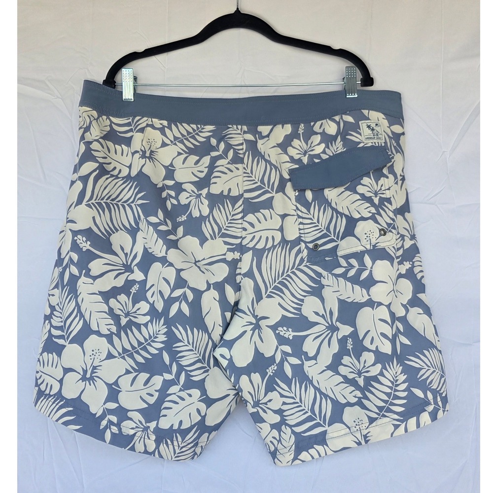 American Eagle Mens XL Blue White Hibiscus Floral Board Shorts Swim Trunks - Picture 3 of 8
